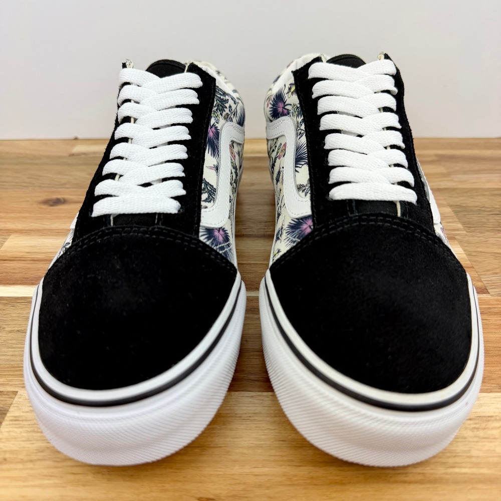 Vans Old Skool Floral Thistle Black Suede Canvas Sneakers Womens 8.5 - Picture 3 of 8